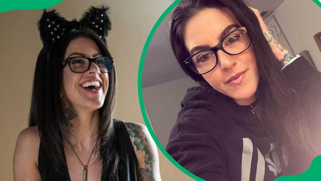 Olivia Black during a photoshoot (L). The TV personality wearing a branded hoodie (R) Olivia Black during a photoshoot (L). The TV personality wearing a branded hoodie (R)