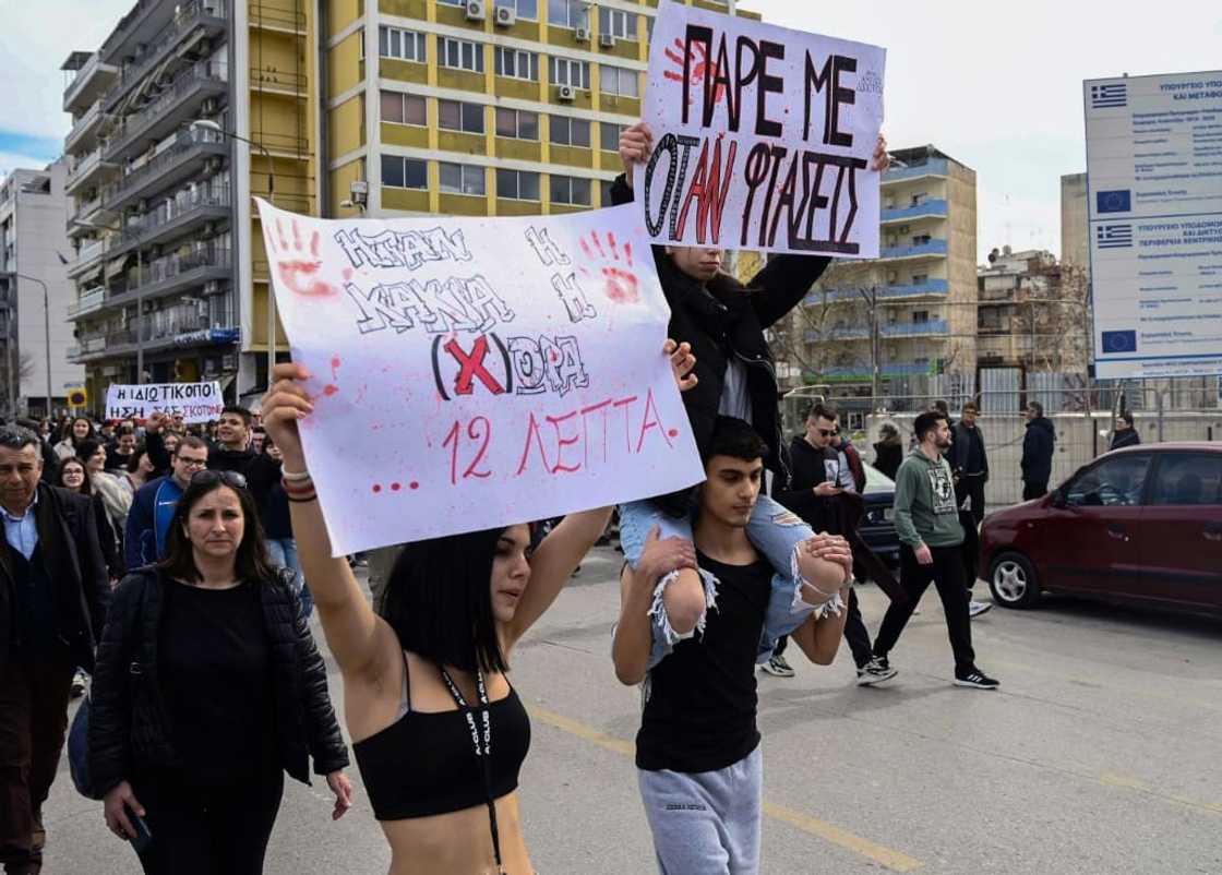 Protesters march in Greece during demonstrations over the country's worst rail tragedy Protesters march in Greece during demonstrations over the country's worst rail tragedy