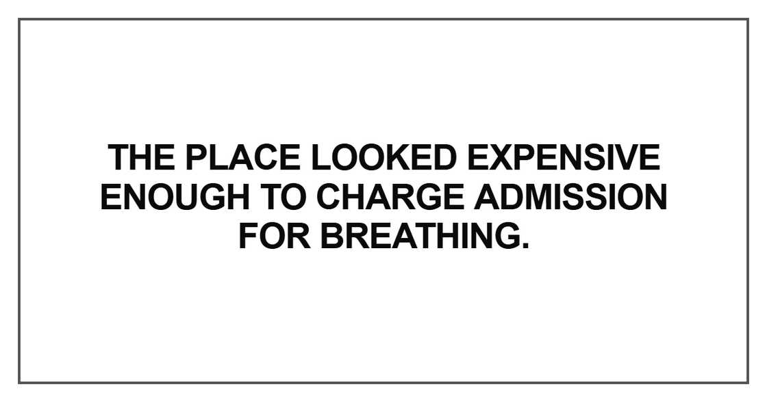 The place looked expensive The place looked expensive