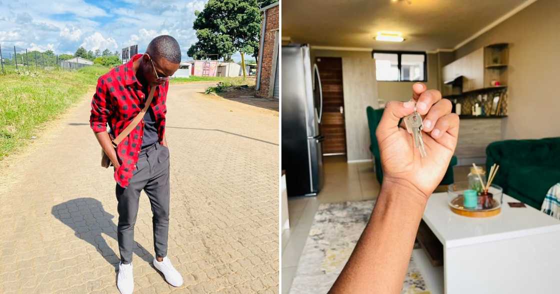 Twitter user @ethan_baloyi in his new flat Twitter user @ethan_baloyi in his new flat