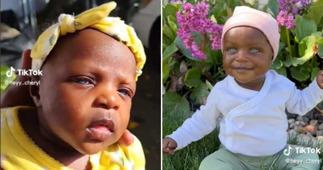 TikTok user Cheryl Neufville's baby with blue eyes TikTok user Cheryl Neufville's baby with blue eyes