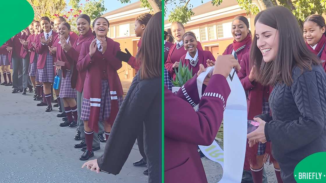 A group of learners at Riebeek College Girls' High School surprised their teacher on her birthday.