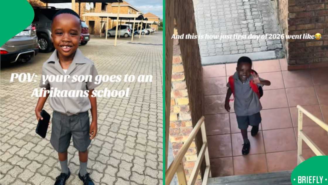 The screenshot on the right captured the young pupil telling his mother about how day one of school went like The screenshot on the right captured the young pupil telling his mother about how day one of school went like