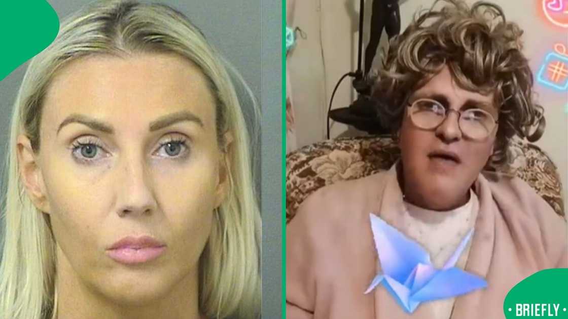 The visual on the right showed Mel's mugshot after being arrested