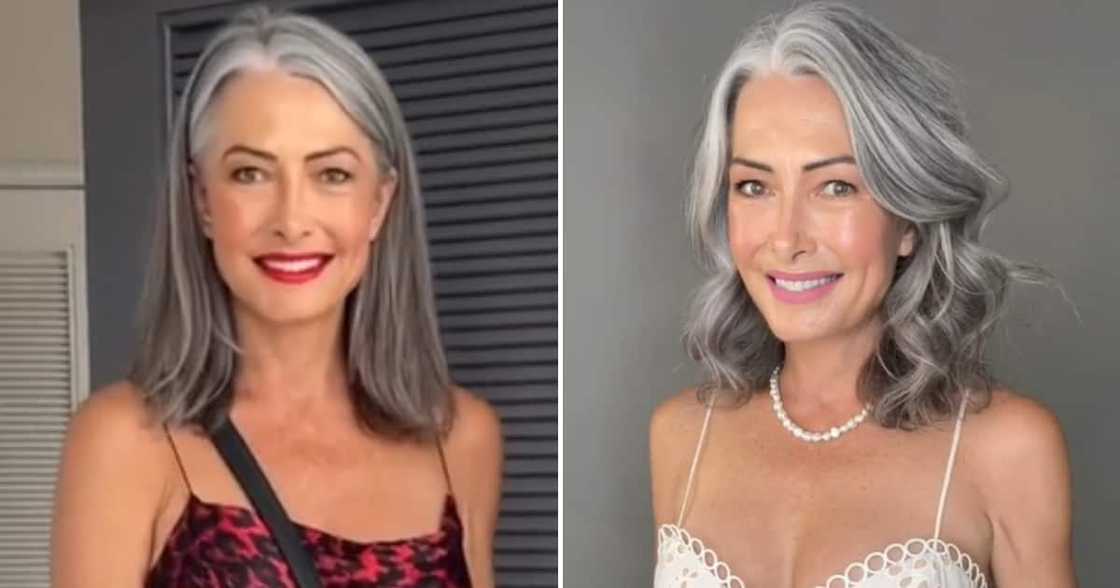 The grey-haired model wowed many people with her stunning looks The grey-haired model wowed many people with her stunning looks