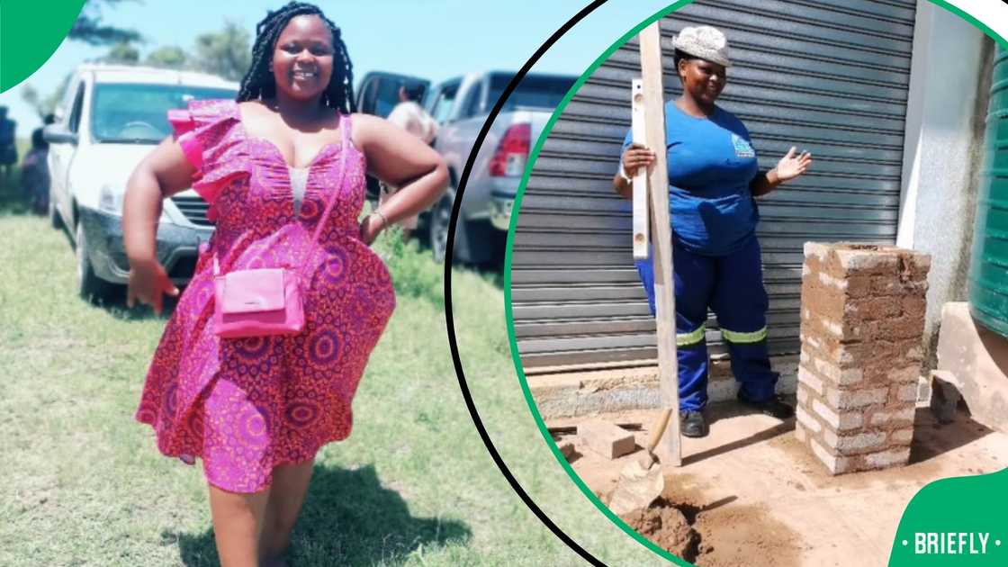 Female bricklayer shows off skills Female bricklayer shows off skills