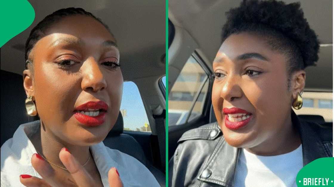 Whitney on the right looked outside the window of her car, while in the middle of a vlog Whitney on the right looked outside the window of her car, while in the middle of a vlog