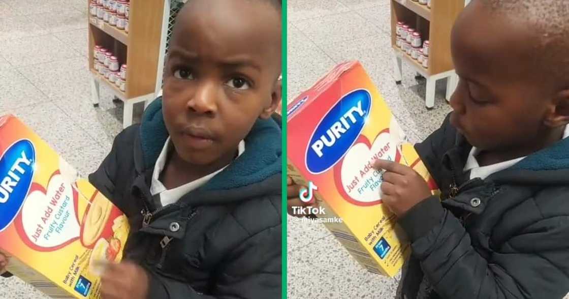 Boy negotiated with his mother at the grocery store Boy negotiated with his mother at the grocery store
