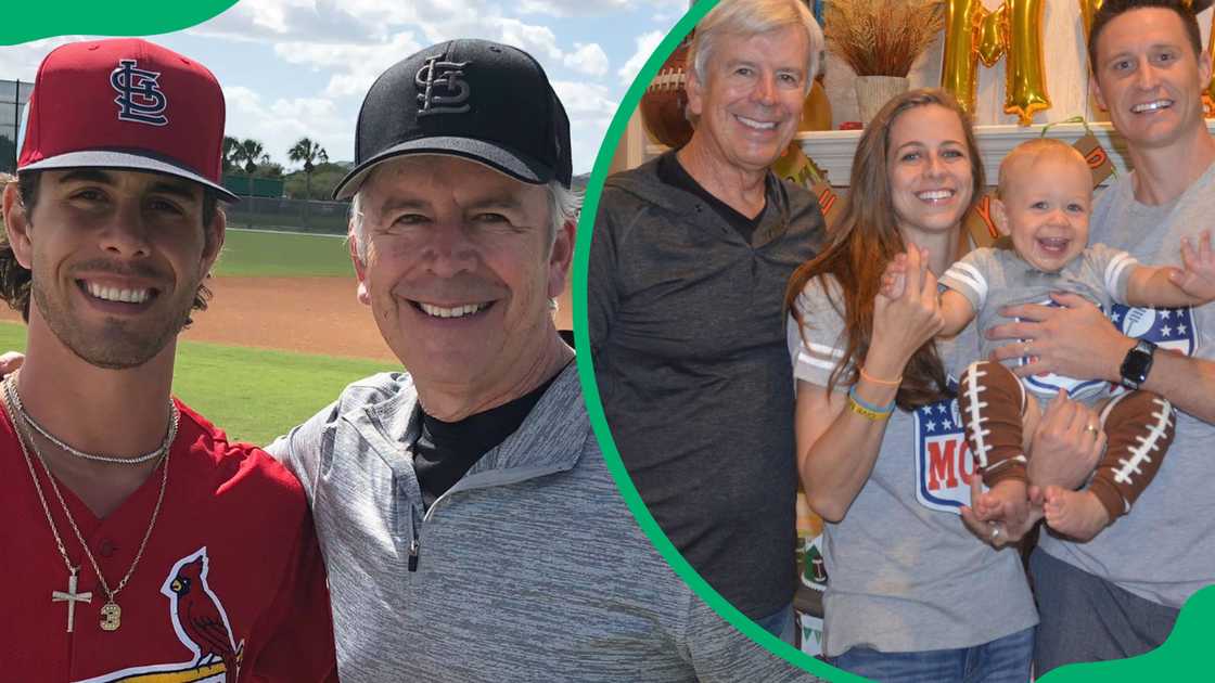 Randy Robertson with his son, Kramer (L). The businessman with his daughter, McKenzie, son-in-law, Clay, and grandchildren, Sage and Kannon (R)