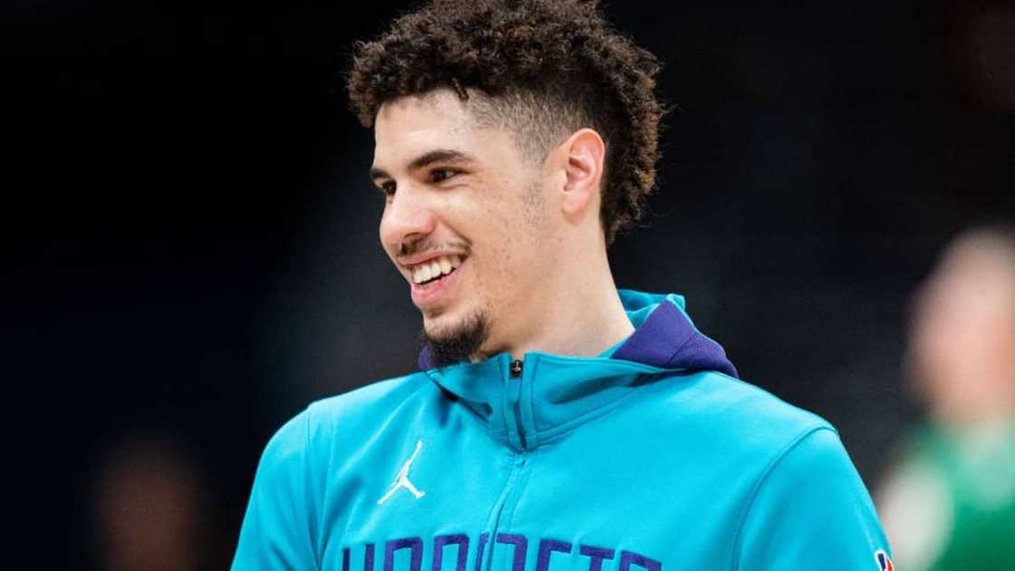 LaMelo Ball attending a basketball game LaMelo Ball attending a basketball game