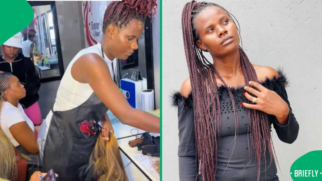 TikTok users advised a salon owner to get hairpiece stands and not ask her clients to hold the hair fibre TikTok users advised a salon owner to get hairpiece stands and not ask her clients to hold the hair fibre