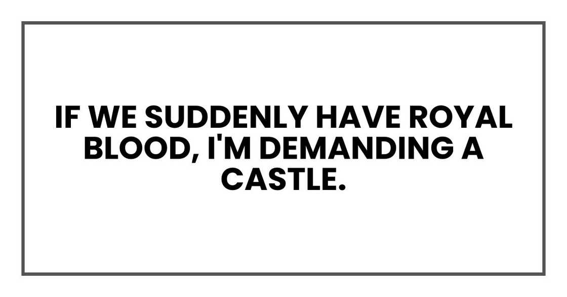 if we suddenly have royal blood, I'm demanding a castle. if we suddenly have royal blood, I'm demanding a castle.