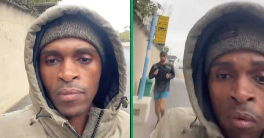 A Johannesburg resident visiting Cape Town runs from a jogger A Johannesburg resident visiting Cape Town runs from a jogger