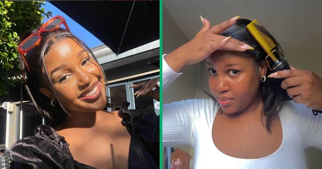 A woman shared a TikTok video of her attempt to style a lace frontal wig with a hot comb A woman shared a TikTok video of her attempt to style a lace frontal wig with a hot comb