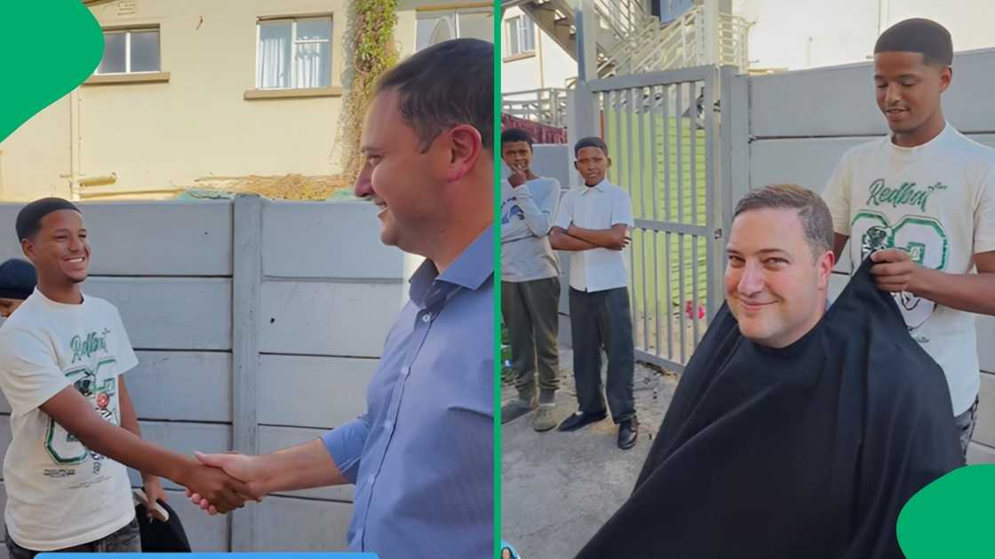 The DA leader got a fresh hair trim from the young man named Jayden The DA leader got a fresh hair trim from the young man named Jayden