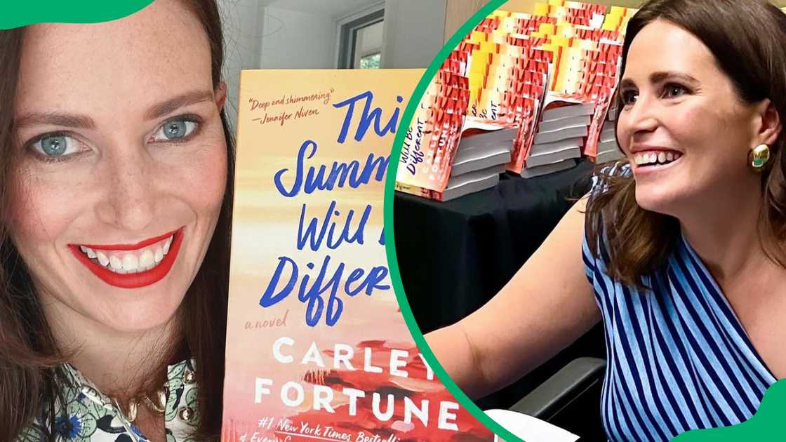 Carley Fortune posing with her book Carley Fortune posing with her book