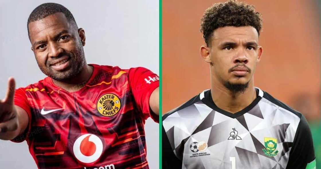 Itumeleng Khune celebrated Ronwen Williams after his recent penalty saves in a Bafana Bafana and Cape Verde match. Itumeleng Khune celebrated Ronwen Williams after his recent penalty saves in a Bafana Bafana and Cape Verde match.