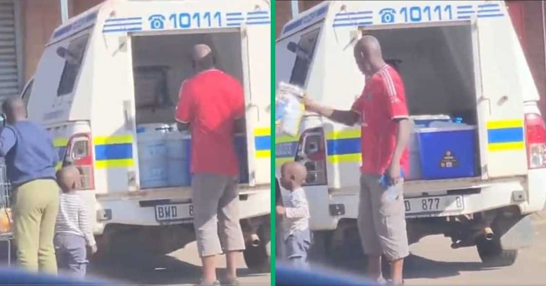 A police officer was caught using an official SAPS van to run personal errands A police officer was caught using an official SAPS van to run personal errands