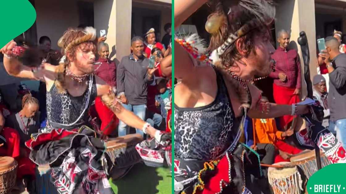 A video captured a man performing sangoma dances with authentic energy and precision