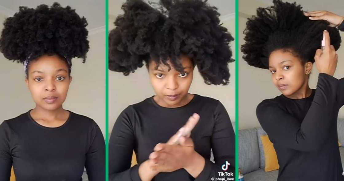 A woman moisturised her 4c hair