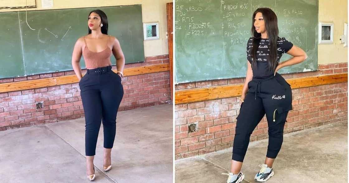 A South African teacher is causing a storm on social as Mzansi fans react to her maths exercise. Image: Twitter A South African teacher is causing a storm on social as Mzansi fans react to her maths exercise. Image: Twitter