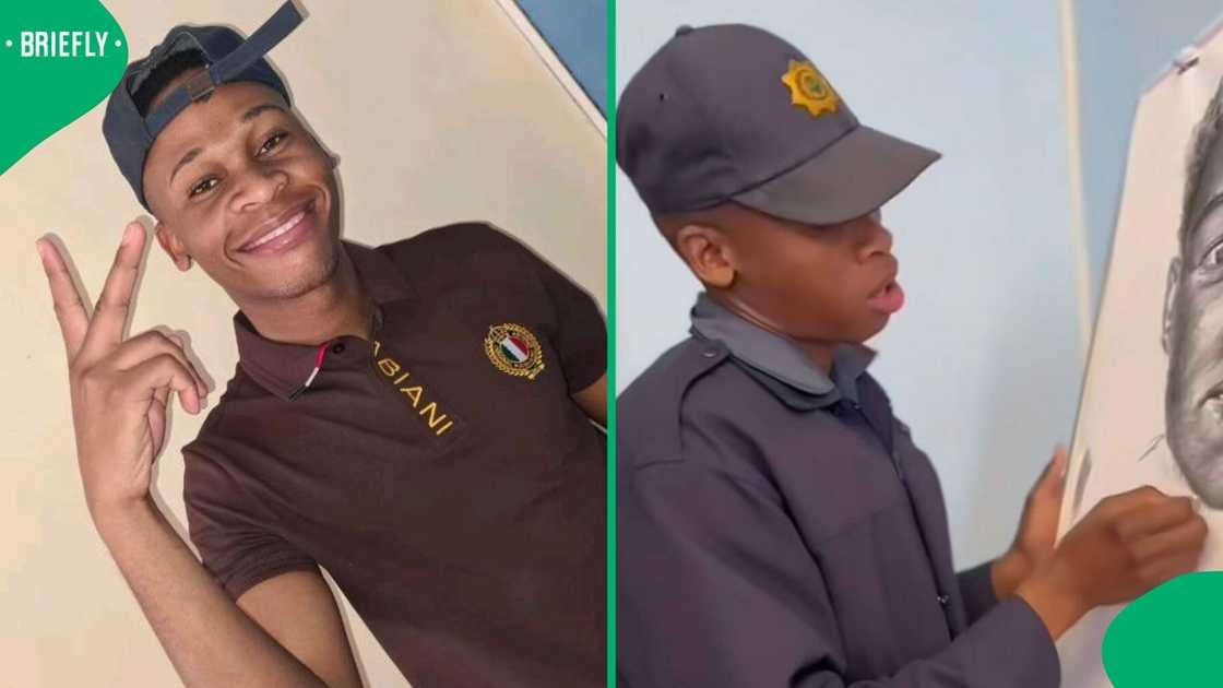 A South African police officer showcased his amazing pencil drawing of famous figures that wowed Mzansi. A South African police officer showcased his amazing pencil drawing of famous figures that wowed Mzansi.