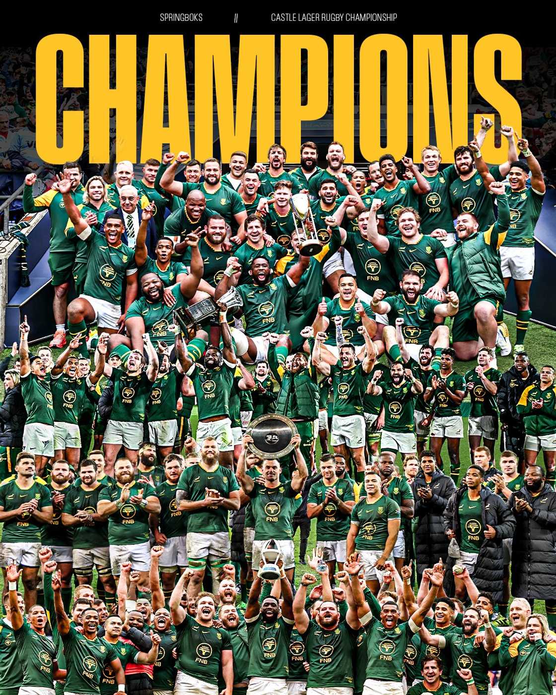 The Springboks and their trophies. The Springboks and their trophies.