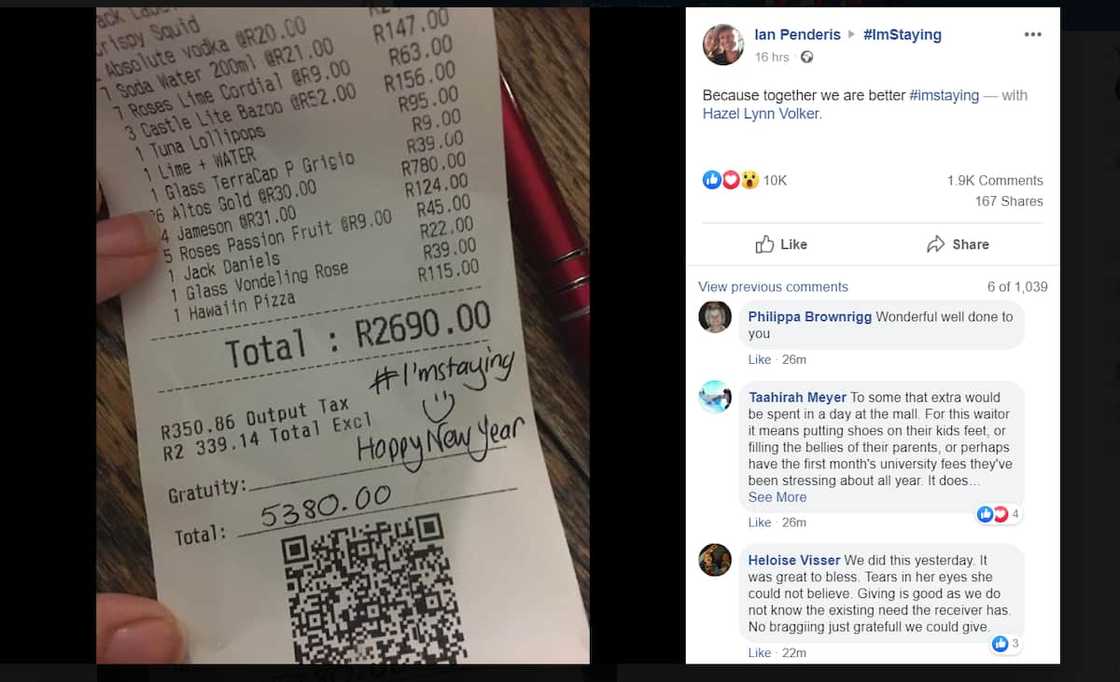 Patron tips waiter R2690 for New Years and inspires South Africans Patron tips waiter R2690 for New Years and inspires South Africans
