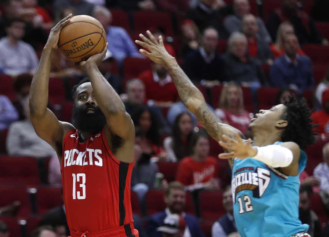 James Harden and Ja Morant at Toyota Center in Houston