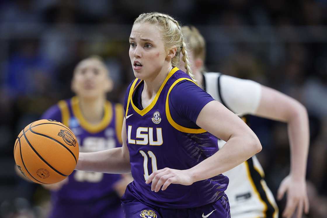 Hailey Van Lith at a game between the LSU Tigers and the Iowa Hawkeyes