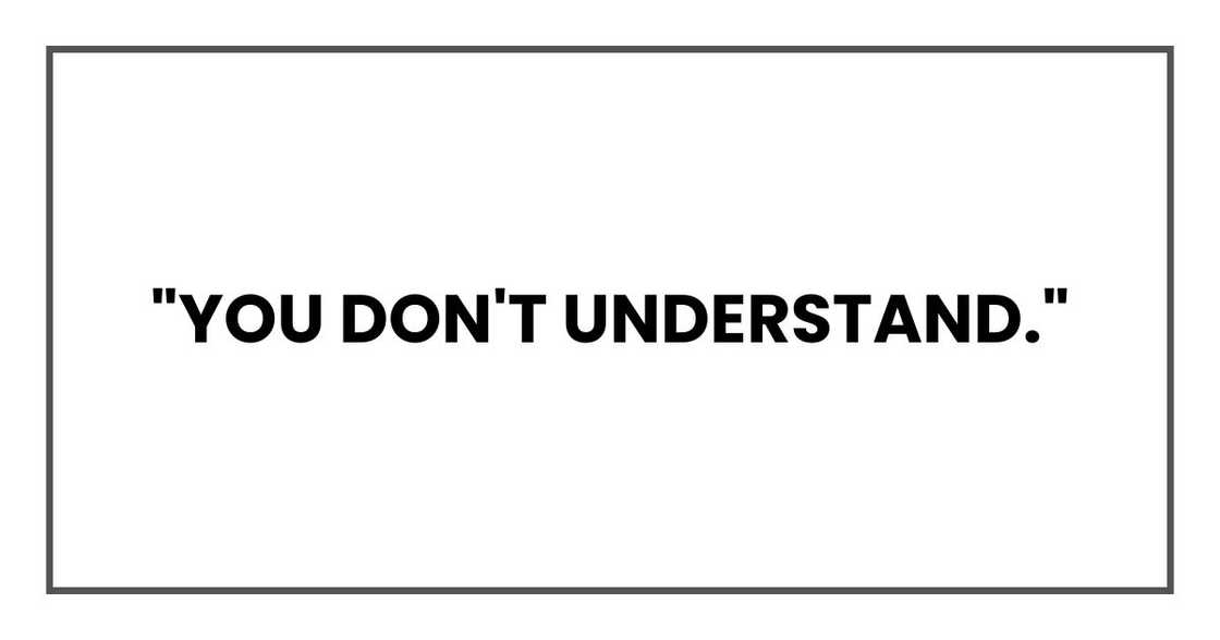 "You don't understand." "You don't understand."