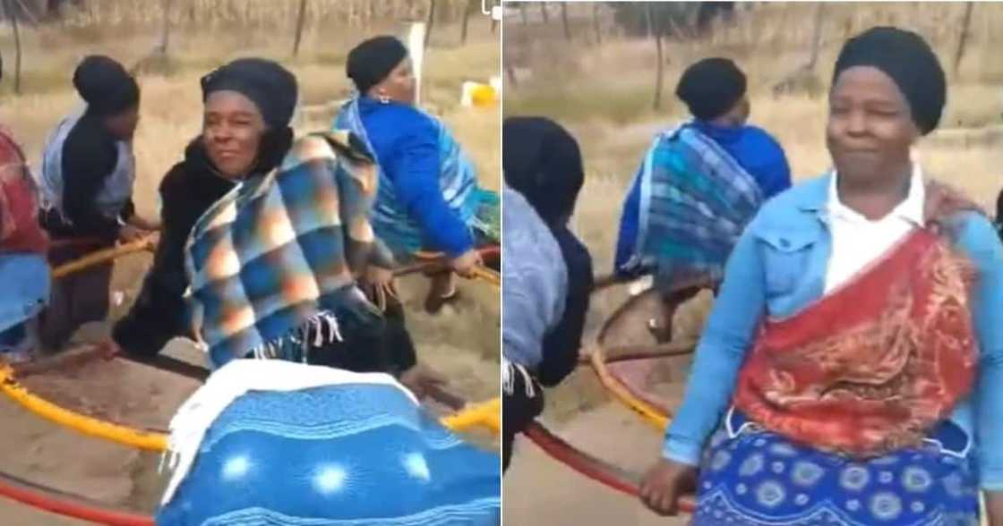 TikTok video of four Xhosa women on a children's ride