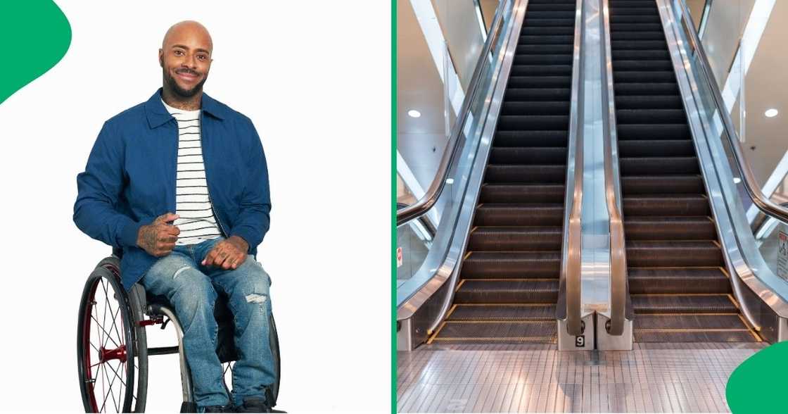 A wheelchair-bound man used escalators, leaving the internet amazed.