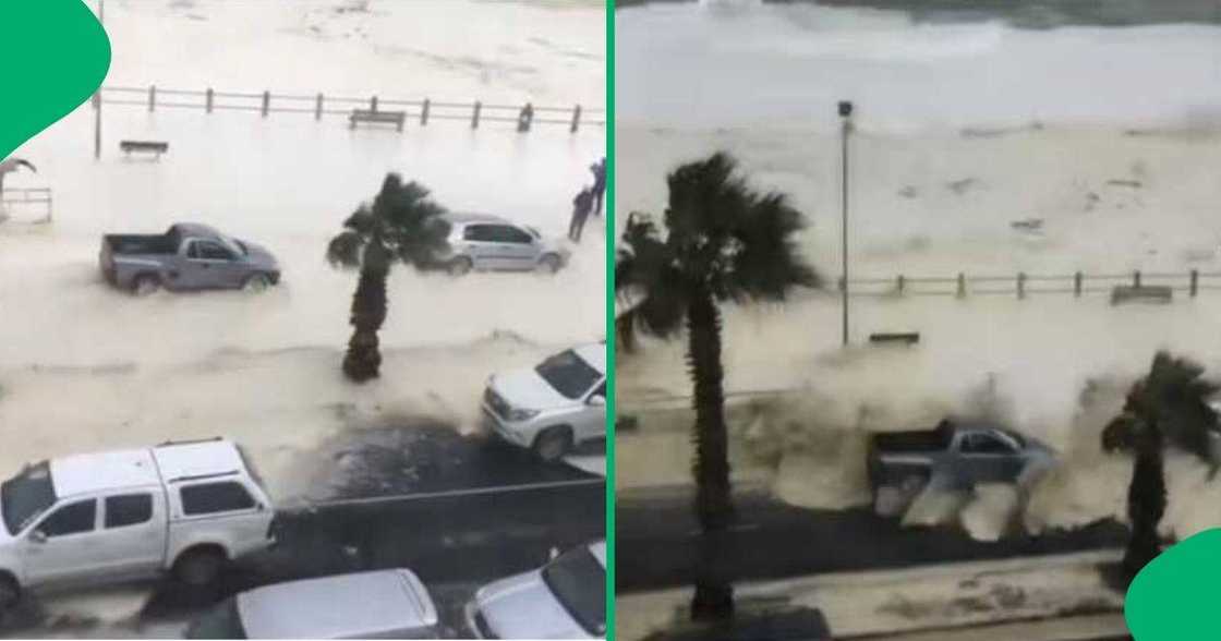 A TikTok video shows the ocean breaking into the roads due to the Cape Town weather.