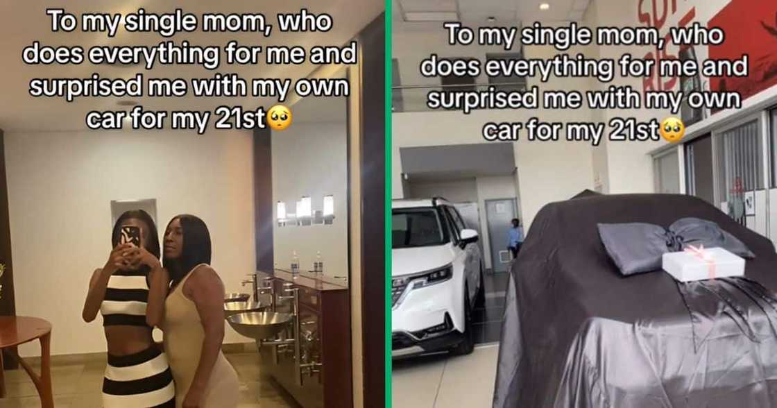 A daughter, 21, took to TikTok and shared a video of when she was surprised with a car on her birthday by her single mom.