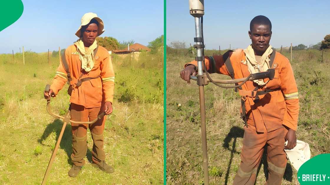 Siyabonga Chaliluque in his gardening gear.