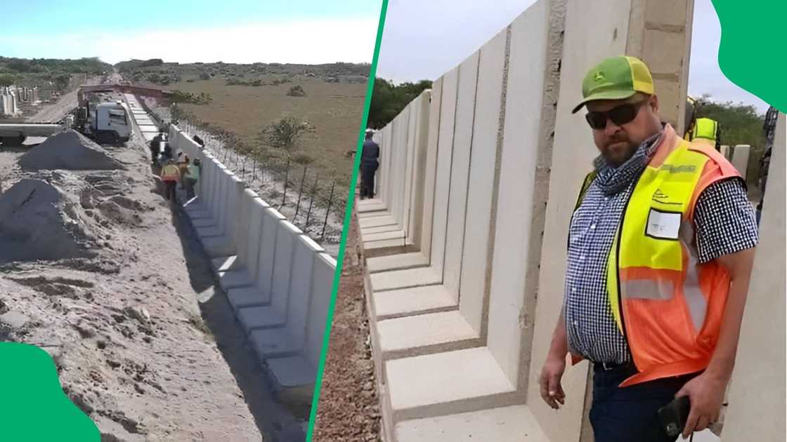 The wall currently being constructed at the KwaZulu-Natal and Mozambique border.