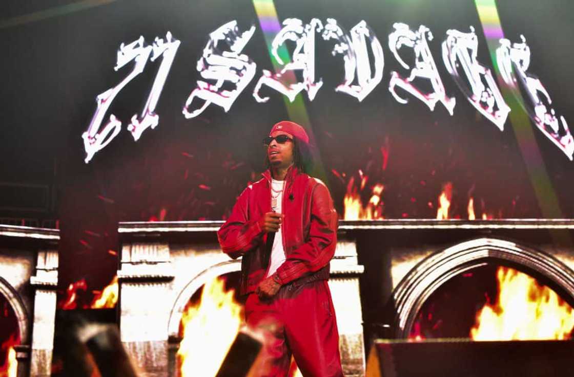 21 Savage performing during HOT 107.9's Birthday Bash 2023 at State Farm Arena in June 2023.