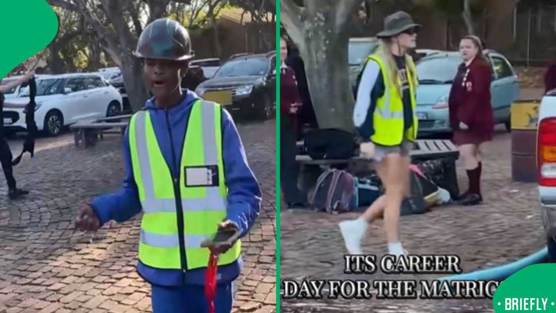 In a popular video, matriculants arrived at school wearing outfits that symbolised their chosen career paths