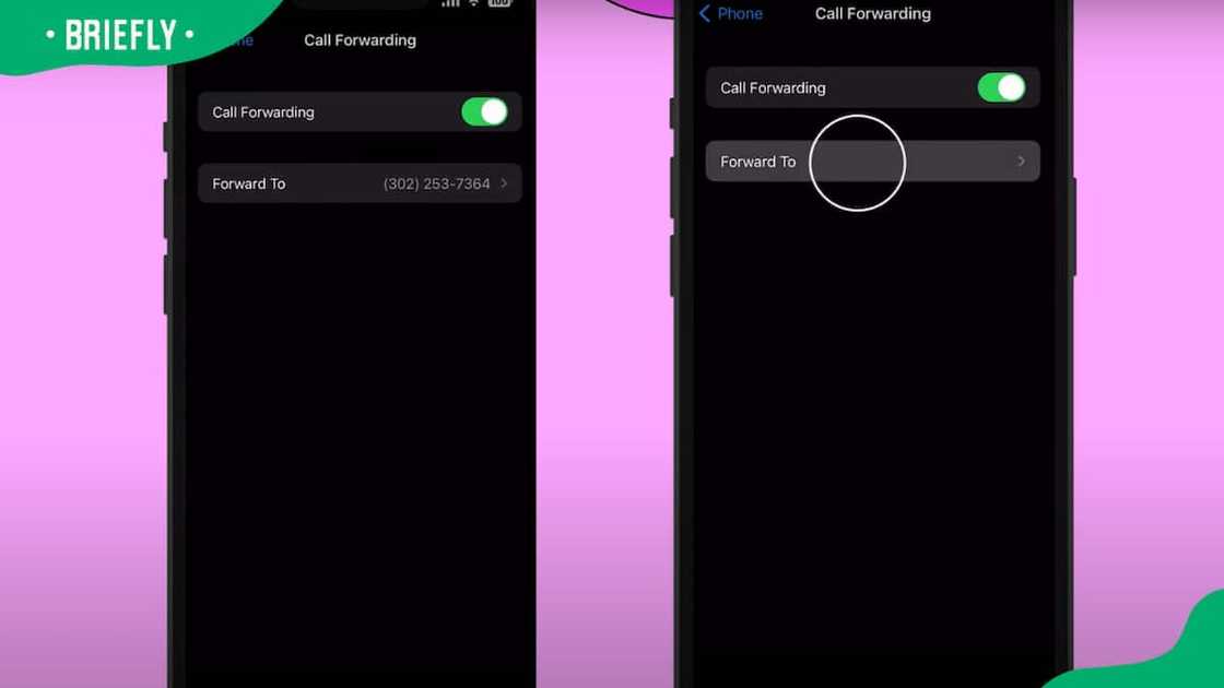Screenshot of iPhone call forwarding Screenshot of iPhone call forwarding