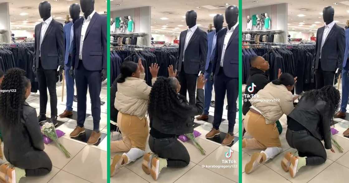A video of group of friends bowing in front of mannequins A video of group of friends bowing in front of mannequins