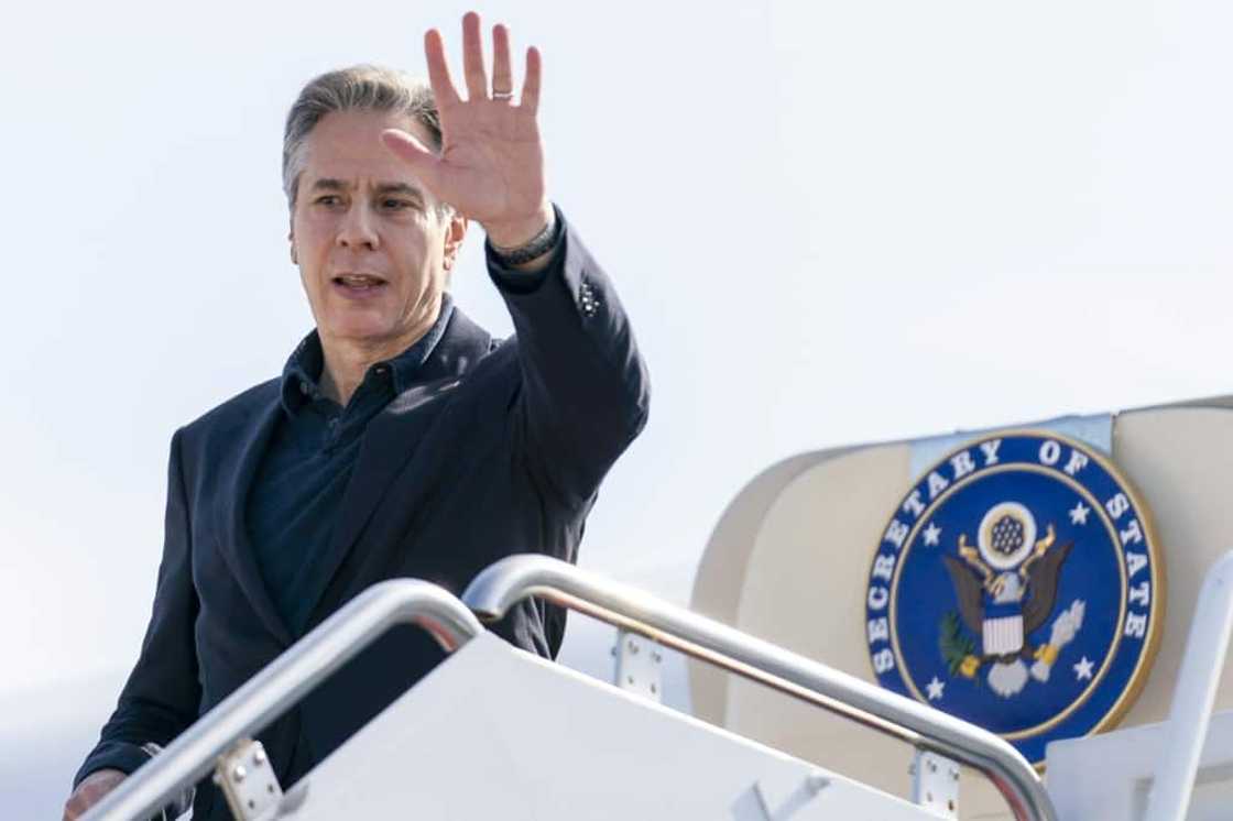 US Secretary of State Antony Blinken boards a plane to begin his 10-day trip, which includes a three-nation tour of sub-Saharan Africa