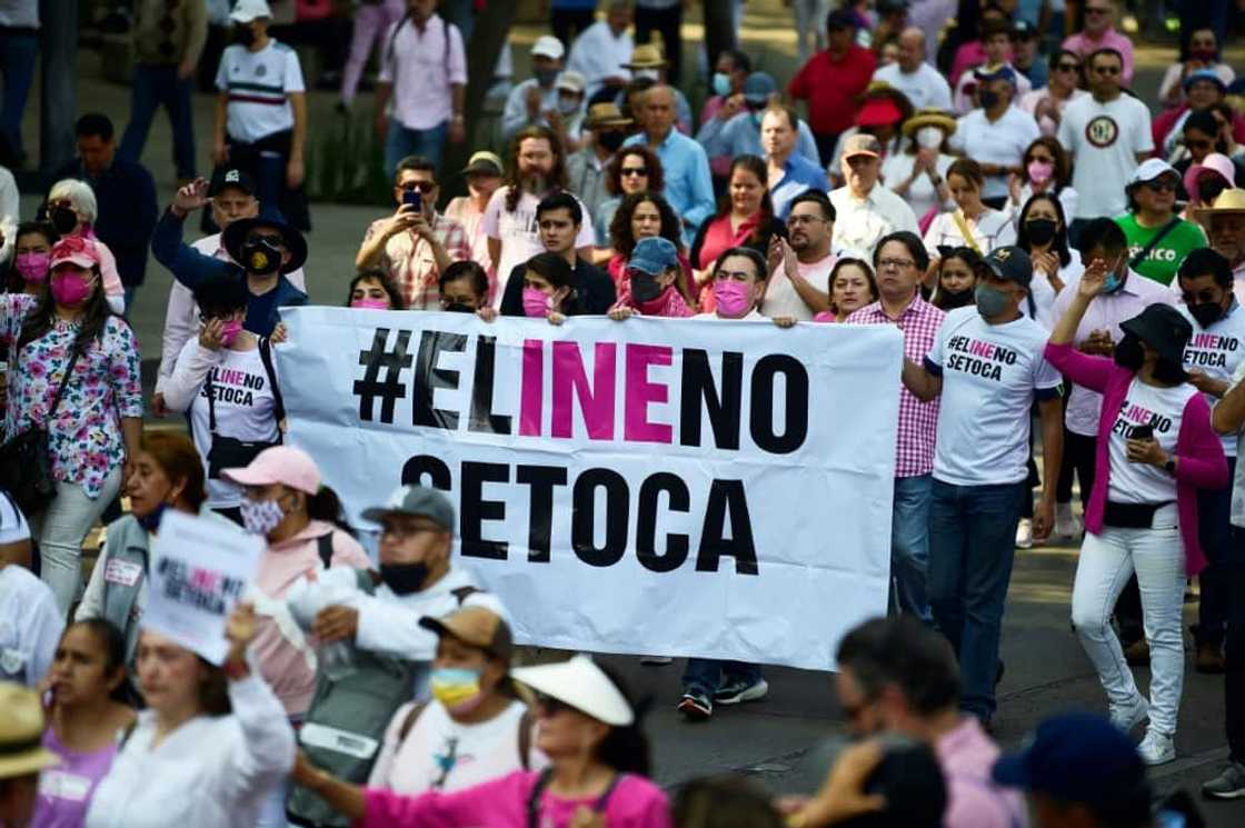 Demonstrators in Mexico City protest against the Mexican president's proposed electoral reform on November 13, 2022