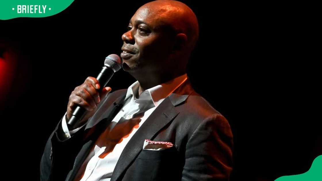 Actor Dave Chappelle speaking at Duke Ellington School of the Arts