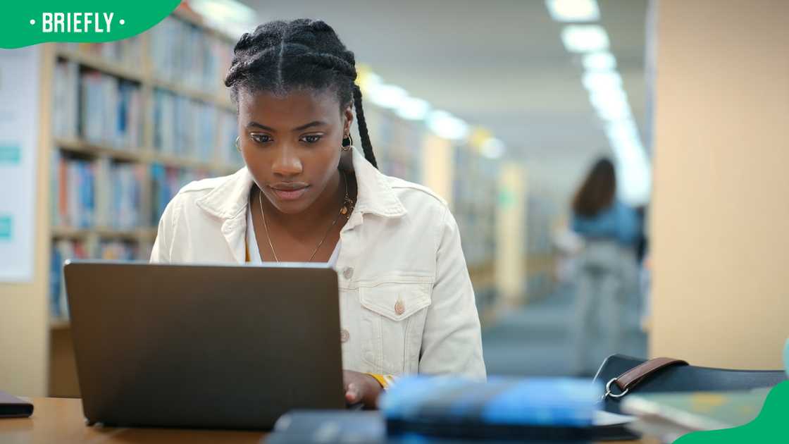 A student on her laptop