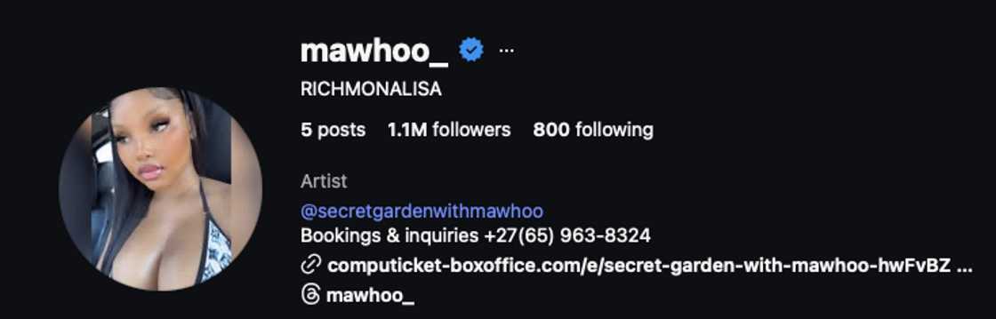 MaWhoo wiped a large portion of her photos from her page