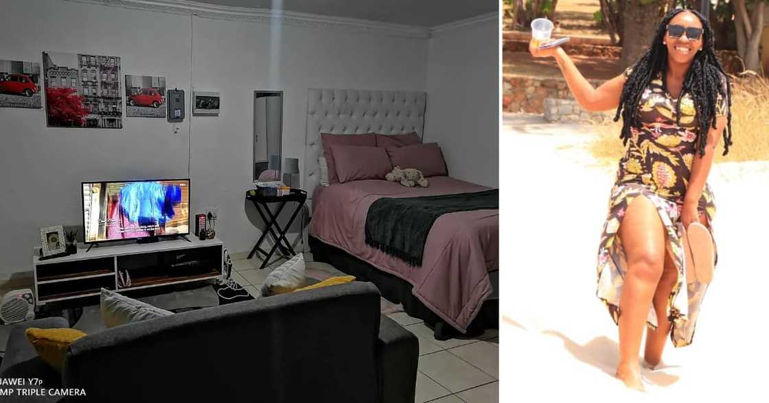 The lady has a neat one-roomed crib The lady has a neat one-roomed crib