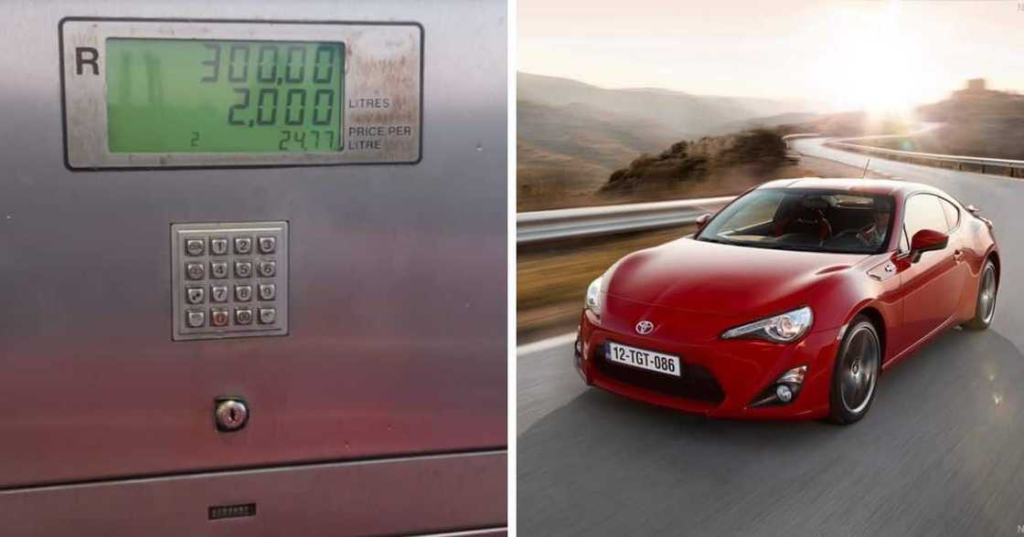 petrol tank and Toyota 86 driving petrol tank and Toyota 86 driving