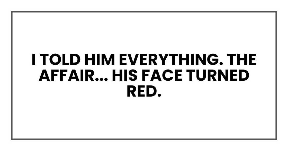 I told him everything. The affair... His face turned red.