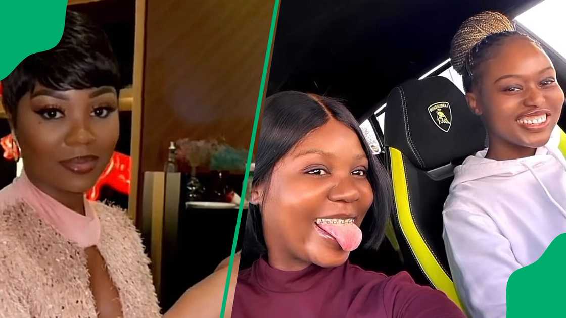 A woman showed off how her friend pulled up in a Lamborghini. A woman showed off how her friend pulled up in a Lamborghini.